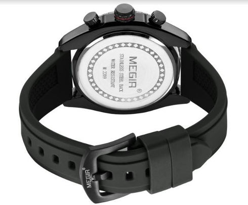 Megir - Men's Watch - 1 Year Warranty - Silicon Strap - Chronograph - 3 ATM Water Resistant