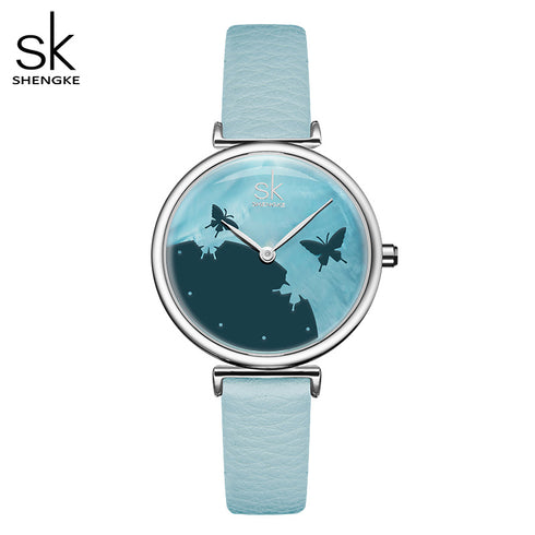 Shengke Women's Miracle Sky! - Magical Blue! - Genuine Ultra Soft Leather! - Water Resistant! - Free Box Packaging!