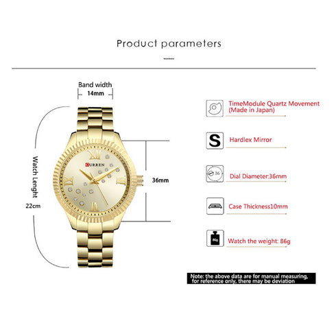 Curren Showstopper - Women's Watch - Stunning Gold Plated - Majestic Dial - Water Resistant - 1 Year Warranty!