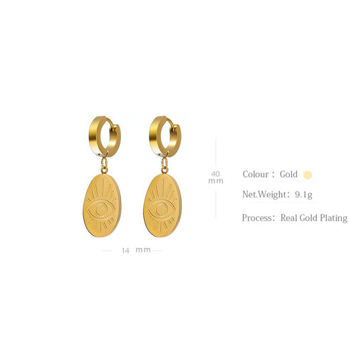 Modern Turkish Eye Earrings! - 18K Genuine Gold Plated! - Free Box Packaging!