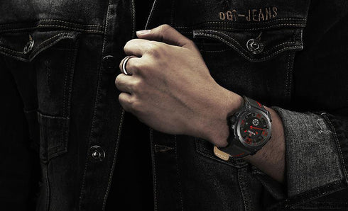 Naviforce Men's Red & Black Attack - Genuine Leather! - DayDate Function! - 1 Year Warranty!