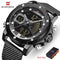 Naviforce Men's - Sparkling Jet Black! - Digital + Analog! - Adjustable Steel Strap! - Water Resistant! - 1 Year Warranty!