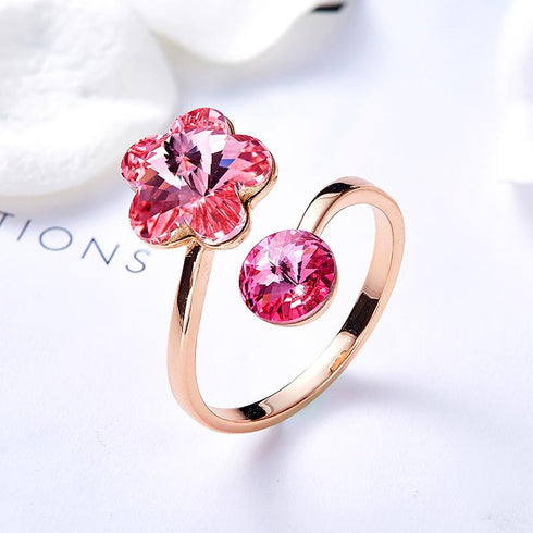 Rose Gold Plated Ring with Swarovski® Pink Crystal Elements