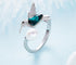 Where Bird's Dare! - Adjustable Ring - Pure S925 Sterling Silver (Chandi) - Genuine European Crystals & Pearl- Free Box Packaging!