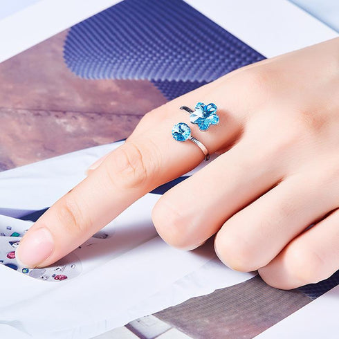 Modern Ring with Swarovski® Blue Crystal Elements