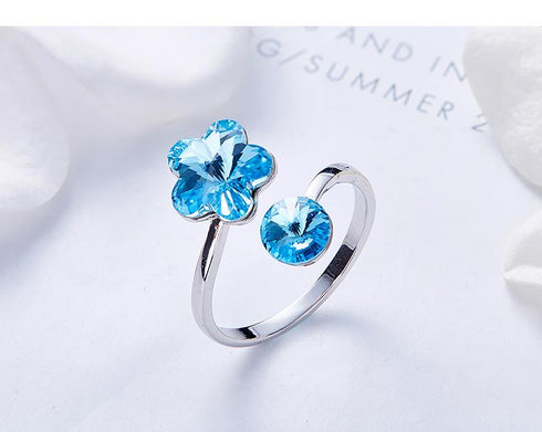 Modern Ring with Swarovski® Blue Crystal Elements