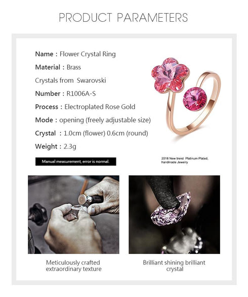Rose Gold Plated Ring with Swarovski® Pink Crystal Elements