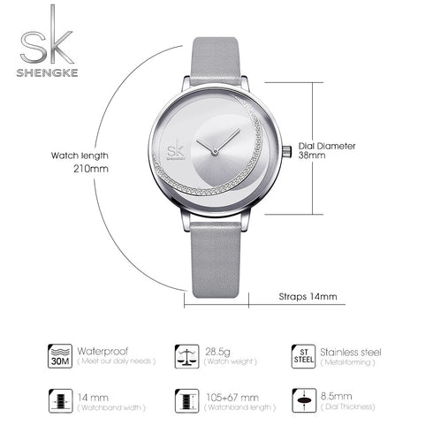 Shengke Women's Elegance! - Majestic & Sparkling Charcoal - Water Resistant! - Free Box Packaging!