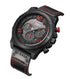 Curren Men's Midnight Design! - Chronograph! - Bold Red & Black! - Ultra Soft Leather! - 1 Year Warranty! - Ultra Slim!