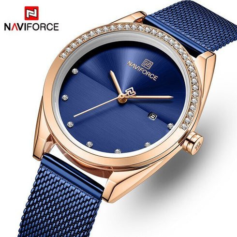 Naviforce Elegance - Women's Watch - Majestic Blue - Adjustable Mesh Steel Strap - 1 Year Warranty - Free Box Packaging