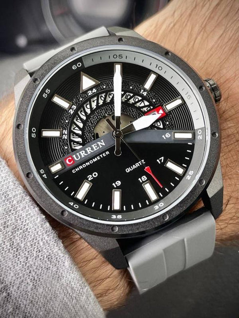 Curren Mens Watch - Ultra Soft Silicon Strap - Box Packaging! - Water Resistant 3ATM! - 1 Year Warranty!