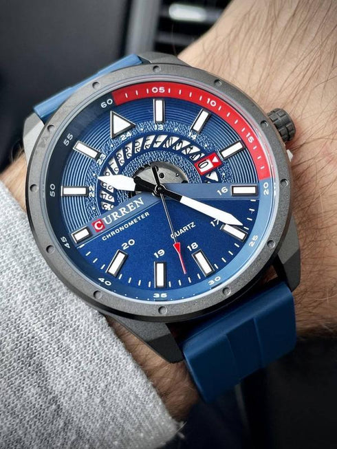 Curren Mens Watch - Ultra Soft Silicon Strap - Box Packaging! - Water Resistant 3ATM! - 1 Year Warranty!