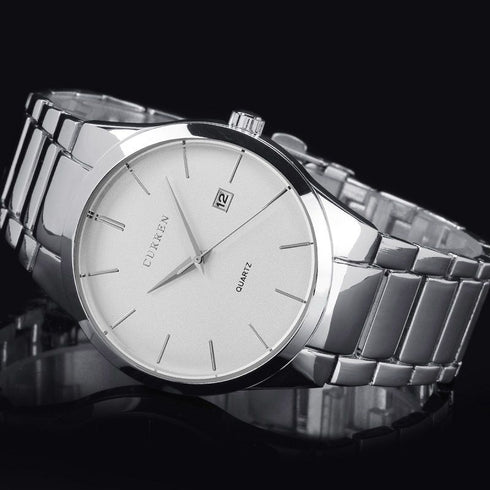 Curren Italiano (White & Silver) - Men's Watch - Date Function - 1 Year Warranty - Free Box Packaging - 3 ATM Water Resistant