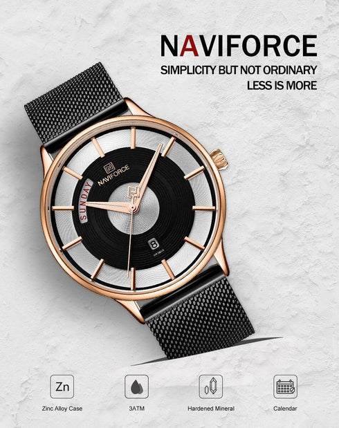 2019 Naviforce Black Steel with Day Date