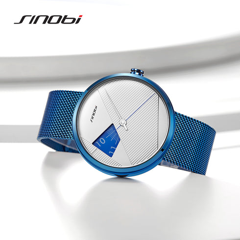 Sinobi Statement - Men's Watch - White & Blue Combo - Water Resistant! - Stainless Steel Adjustable Strap! - 1 Year Warranty! - Ultra Slim!