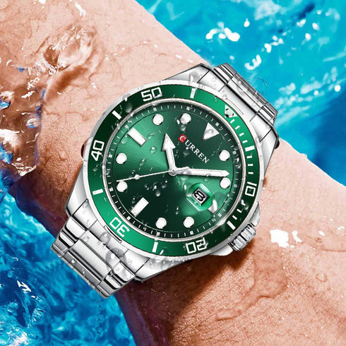 Curren Luxury - Men's Watch - Sparkling Green - Stainless Steel Strap - Hot Seller! - 1 Year Warranty!