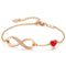 Infinite Love Bracelet - Rose Gold & Red Crystal - Sterling Silver S925 (Chandi) - Embellished with Genuine European Crystals - Adjustable Size