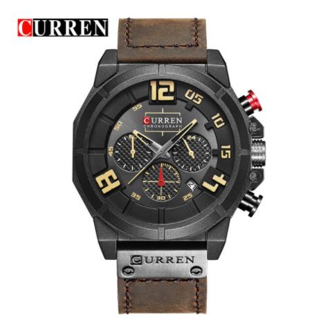 Curren Men's Midnight Design! - Chronograph! - Old School Brown! - Ultra Soft Leather! - 1 Year Warranty! - Ultra Slim!