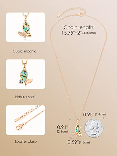 Wonderland Butterfly Necklace - Abalone Shell - 14K Gold Plated - Free Box Packaging