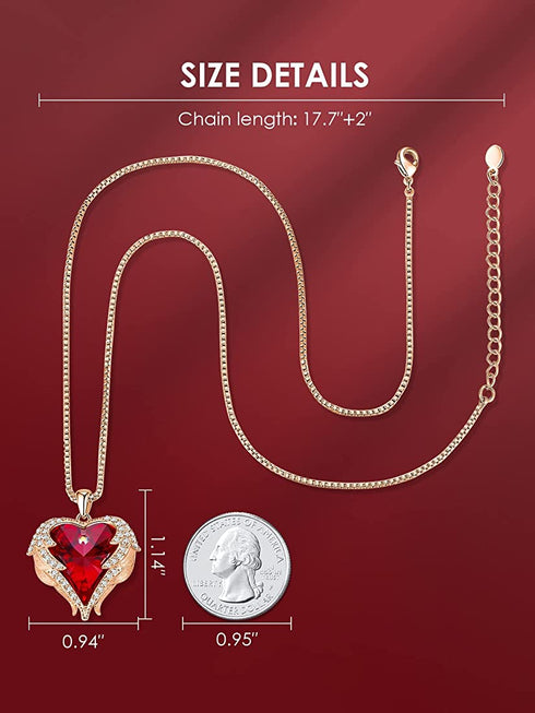 Pure Love Necklace! - Royal Red! - Genuine European Crystals! - Genuine Rose Gold Plated! - Free Box Packaging!
