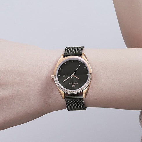 Naviforce Elegance - Women's Watch - Majestic Black - Adjustable Mesh Steel Strap - 1 Year Warranty - Free Box Packaging