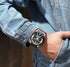Curren Men's! - Modern Silver & Black Chronograph! - Genuine Ultrasoft Leather! - Water Resistant! - 1 Year Warranty!