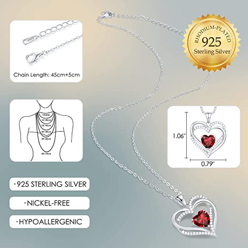 Eternal Love Message Necklace - Pure Sterling Silver (Chandi) - Rhodium Plated - Free Box Packaging
