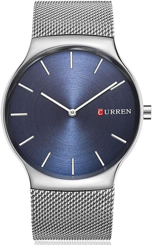 Curren Men's Two Tone Majestic Silver & Blue! - Stainless Steel! - Two Hand Design! - Hot Seller! - 1 Year Warranty!