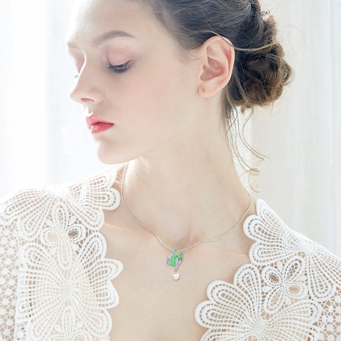 Wonderland Necklace - Rhodium Plated - Handcrafted - Modern Design - Free Box Packaging