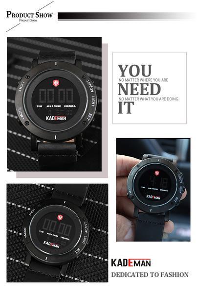 Kademan Military Sport! - Digital Display! - Alarm Function! - Calendar! - Genuine Leather! - 1 Year Warranty!