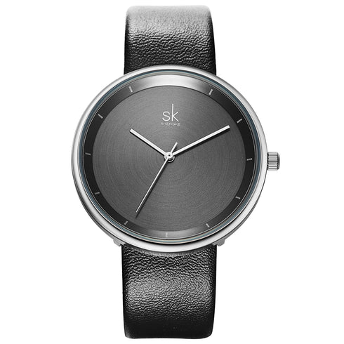 Shengke Classic Couple's Watch - Timeless Black - Genuine Ultra Soft Leather! - Water Resistant! - Free Box Packaging!