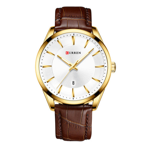Curren Alpine - Men's Watch - Classic 14K Gold Plating - Genuine Ultrasoft Leather - Hot Seller - 1 Year Warranty!