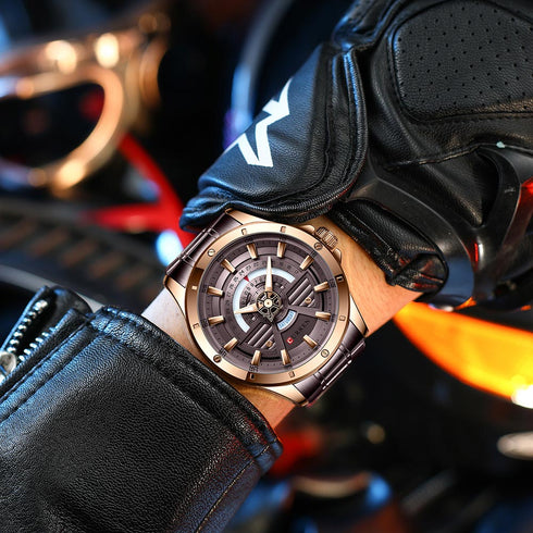 Curren Men's Modern Movement! - Coffee Brown! - Day Feature! - Stainless Steel Strap! - 1 Year Warranty! - Water Resistant!