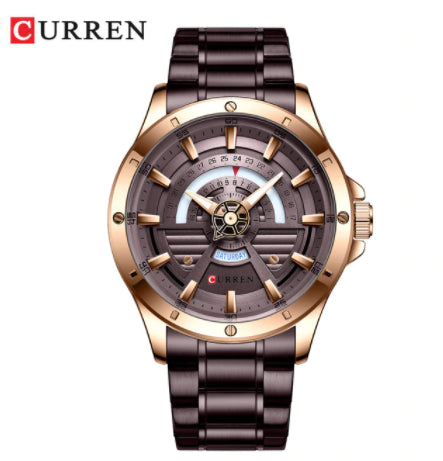 Curren Men's Modern Movement! - Coffee Brown! - Day Feature! - Stainless Steel Strap! - 1 Year Warranty! - Water Resistant!