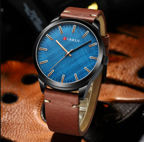 Curren Men's Gentleman! - Elegant Blue Madness! - Ultra Soft Genuine Leather! - Box Packaging! - Water Resistant 3ATM! - 1 Year Warranty!