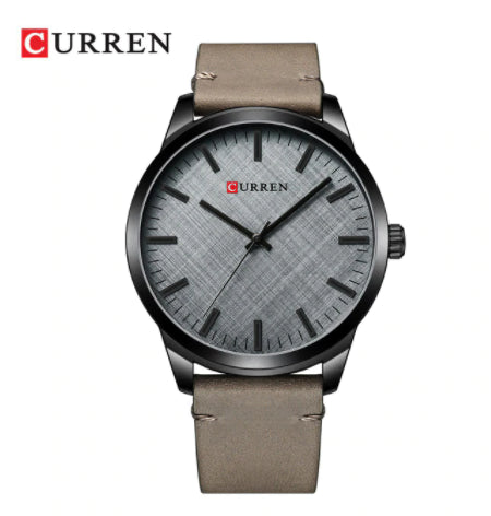 Curren Men's Gentleman! - Elegant Charcoal Madness! - Ultra Soft Genuine Leather! - Box Packaging! - Water Resistant 3ATM! - 1 Year Warranty!