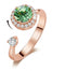 Island of Sparkle (Emerald Green) Ring! - Adjustable Size! - Rose Gold Plated ! - with Dancing European Crystals! - Free Box Packaging!