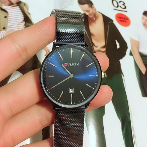 Curren Men's Majestic Blue & Rose Gold! - Adjustable Mesh Steel Strap! - Two Hand Design! - Minimalist! - 1 Year Warranty! - Ultra Slim!
