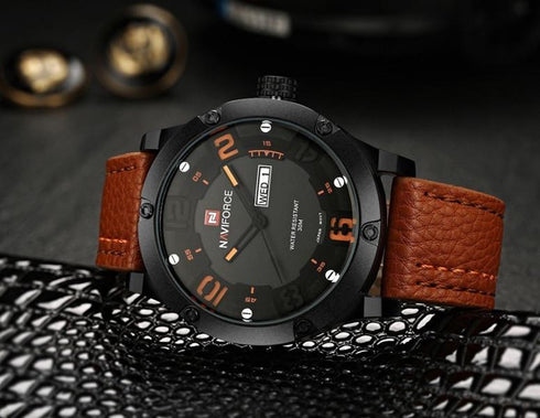 Naviforce Simple Analog with Genuine Leather