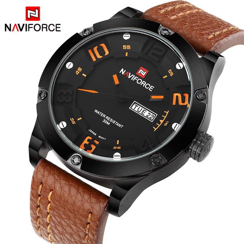 Naviforce Simple Analog with Genuine Leather