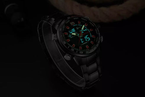 Naviforce Black & Red Steel (Analog + Digital)