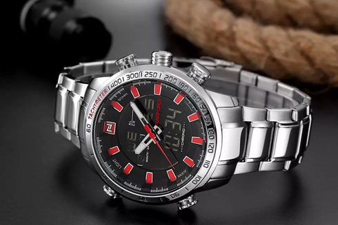 Naviforce Black & Red Steel (Analog + Digital)