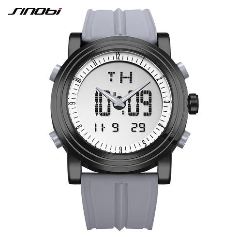 Sinobi Modern Sport Watch - Unisex Watch - Water Resistant! - Black & Grey! - Modern Silicon Strap! - 1 Year Warranty! - Free Box Packaging!