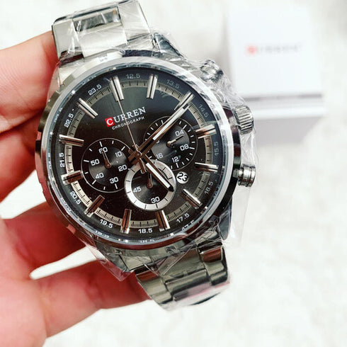 Curren Men's Chronograph Watch! - Silver & Charcoal Grey Dial - Hot Seller! - 1 Year Warranty!