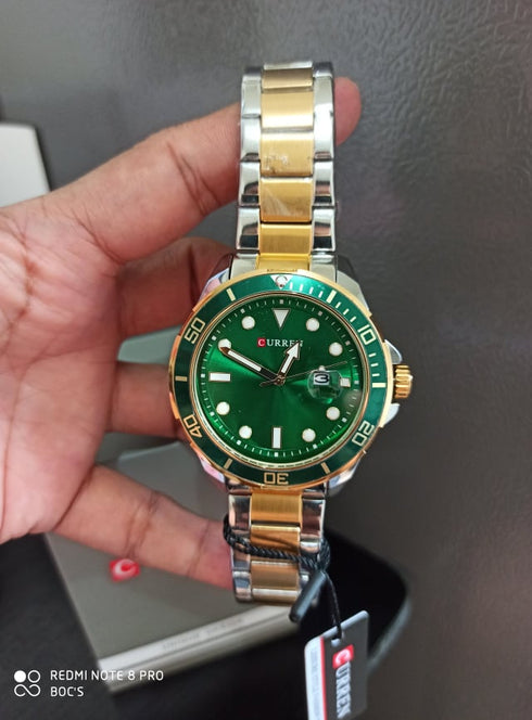 Curren Luxury - Men's Watch - Royal Green & Gold - Stainless Steel Strap - Hot Seller! - 1 Year Warranty!
