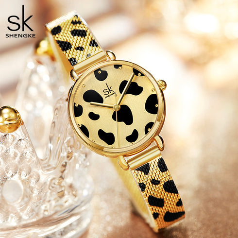 Shengke Wild - Women's Watch - 14K Gold Plated - Adjustable Steel Strap -1 Year Warranty - Free Box Packaging!