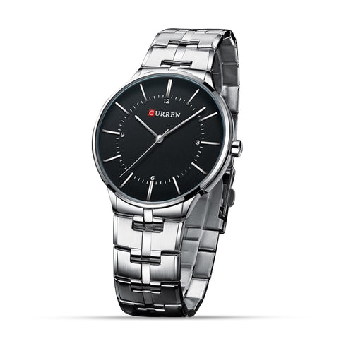 Curren Classic! - Men's Watch - Black & Steel - Stainless Steel Strap - 1 Year Warranty!