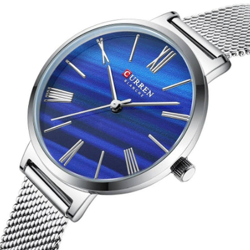 Curren Women's Classy & Sassy! - Silver & Royal Blue! - Adjustable Steel Strap! - Box Packaging! - Water Resistant 3ATM! - 1 Year Warranty!