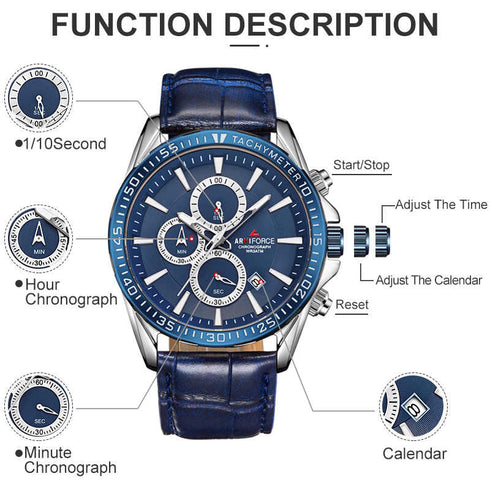Armiforce Men's - Blue Army Attack! - Genuine Ultra Soft Leather! - Water Resistant!- 1 Year Warranty! - Box Packaging!