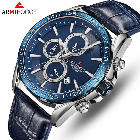 Armiforce Men's - Blue Army Attack! - Genuine Ultra Soft Leather! - Water Resistant!- 1 Year Warranty! - Box Packaging!